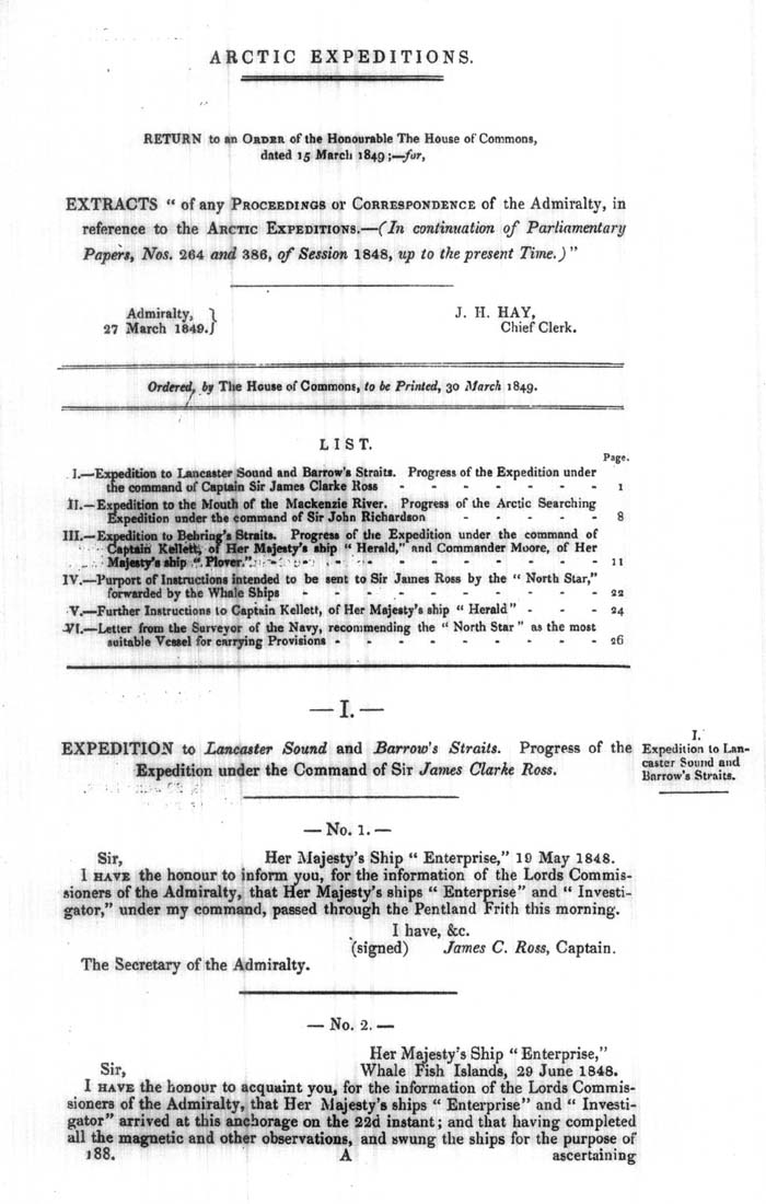 Arctic Blue Books: taylor 1849b, page 1