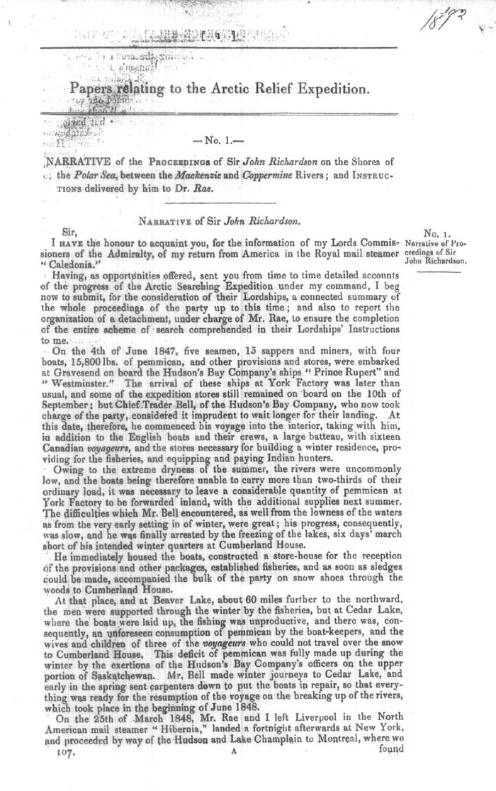 Arctic Blue Books: taylor 1850a, page 1