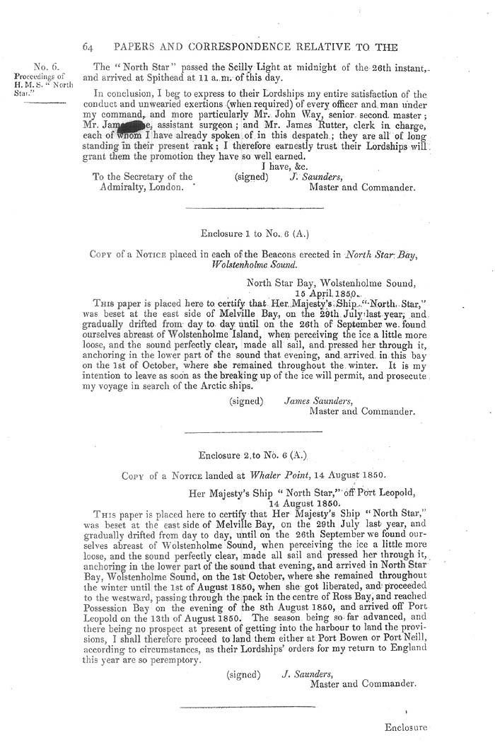 Arctic Blue Books: taylor 1851a, page 64