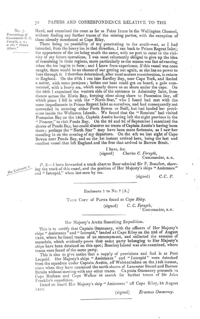 Arctic Blue Books: taylor 1851a, page 70