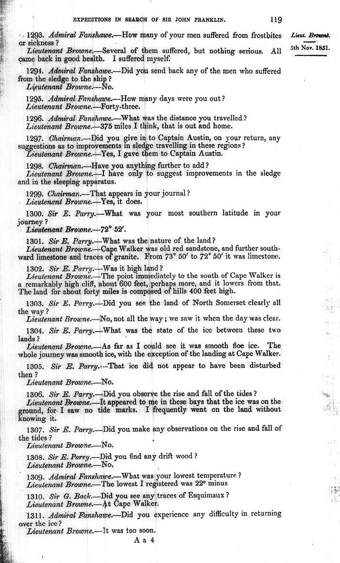 Arctic Blue Books: taylor 1852a, page 119