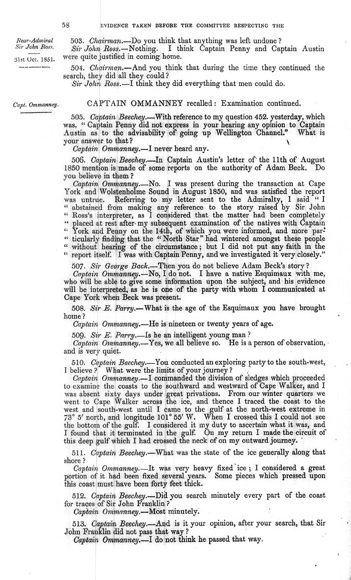Arctic Blue Books: taylor 1852a, page 58