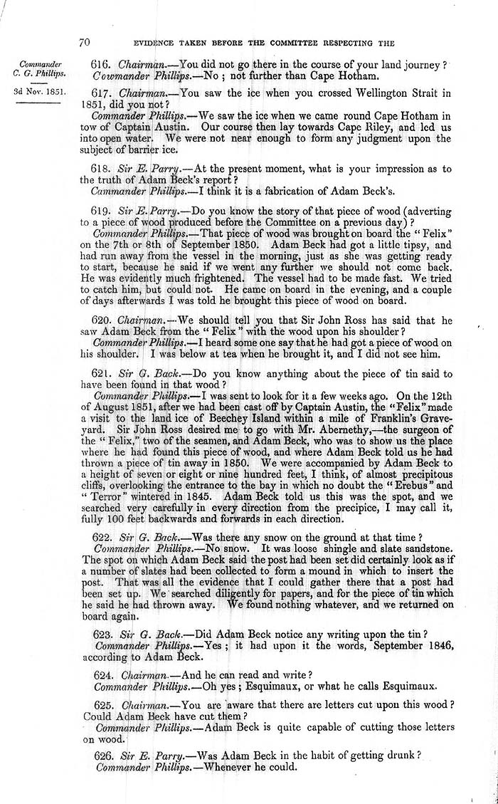 Arctic Blue Books: taylor 1852a, page 70