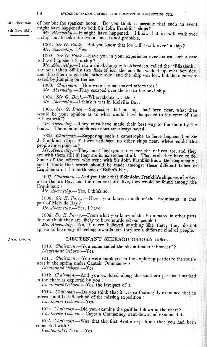 Arctic Blue Books: taylor 1852a, page 98