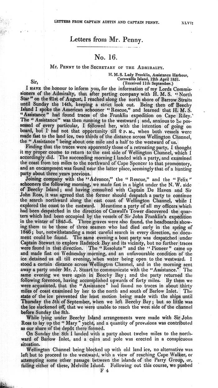 Arctic Blue Books: taylor 1852a, page xlvii