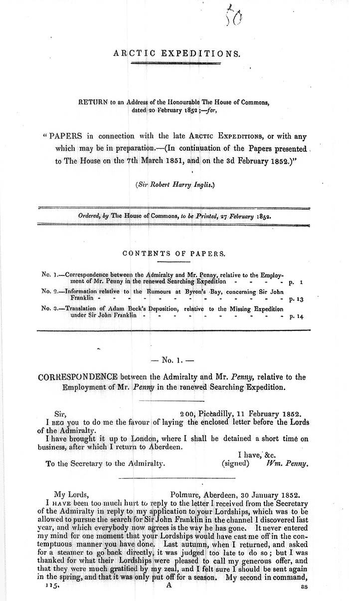 Arctic Blue Books: taylor 1852f, page 1