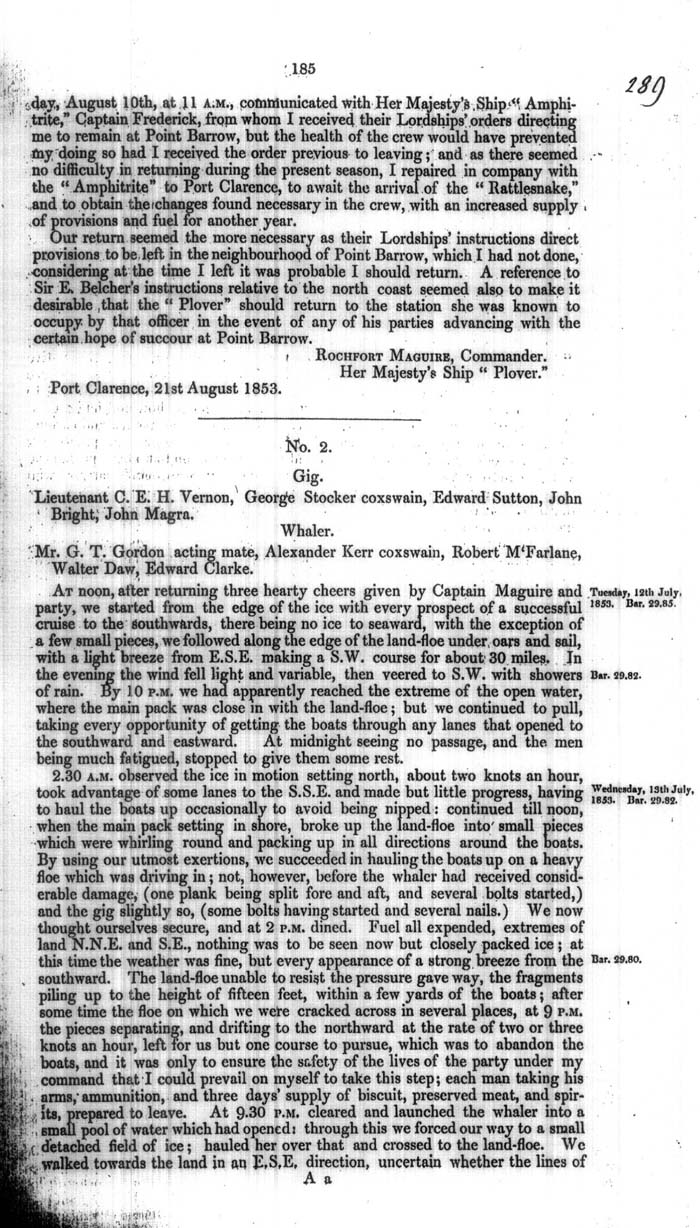 Arctic Blue Books: taylor 1854a, page 185