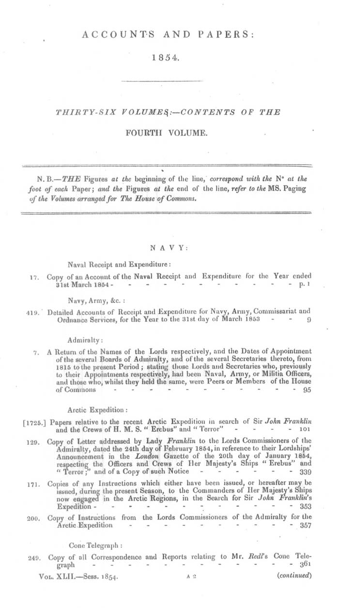 Arctic Blue Books: taylor 1854a, page ii