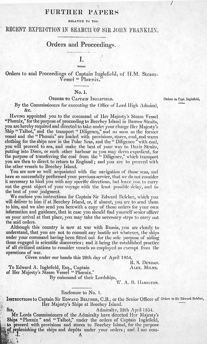 Arctic Blue Books: taylor 1855a, page 1