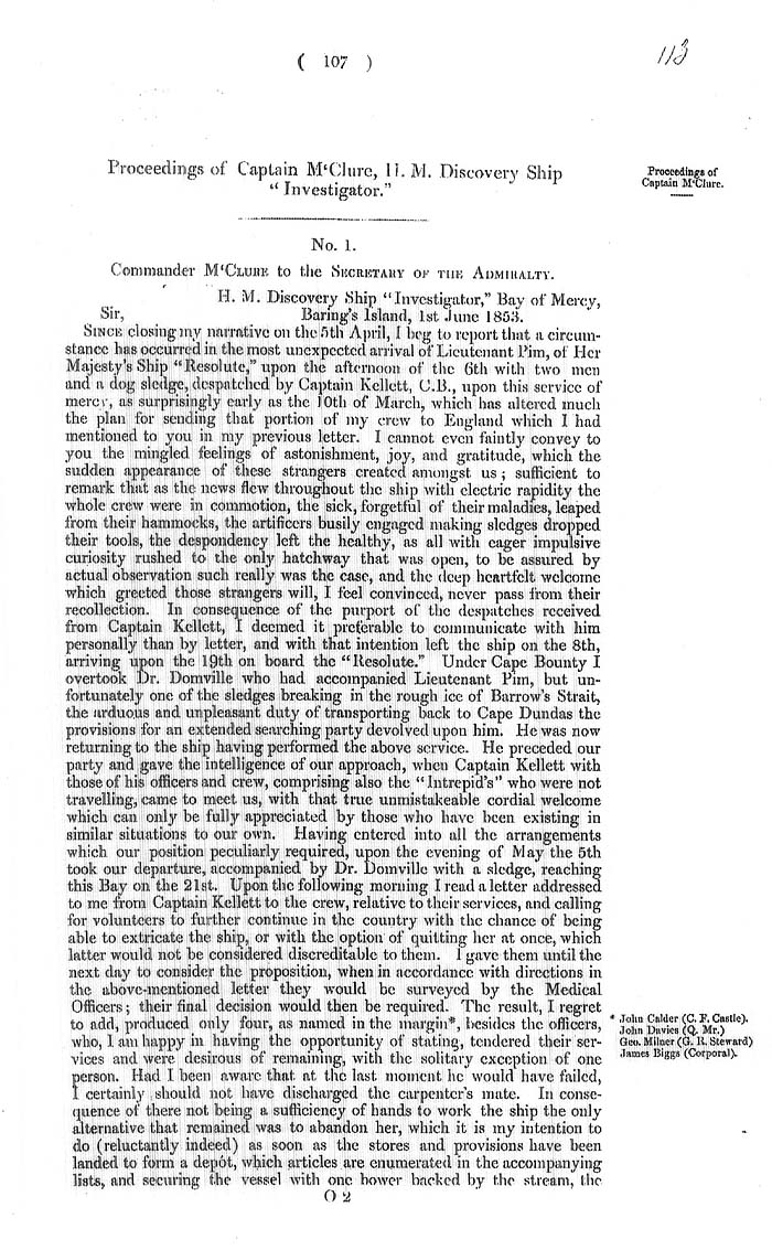 Arctic Blue Books: taylor 1855a, page 107
