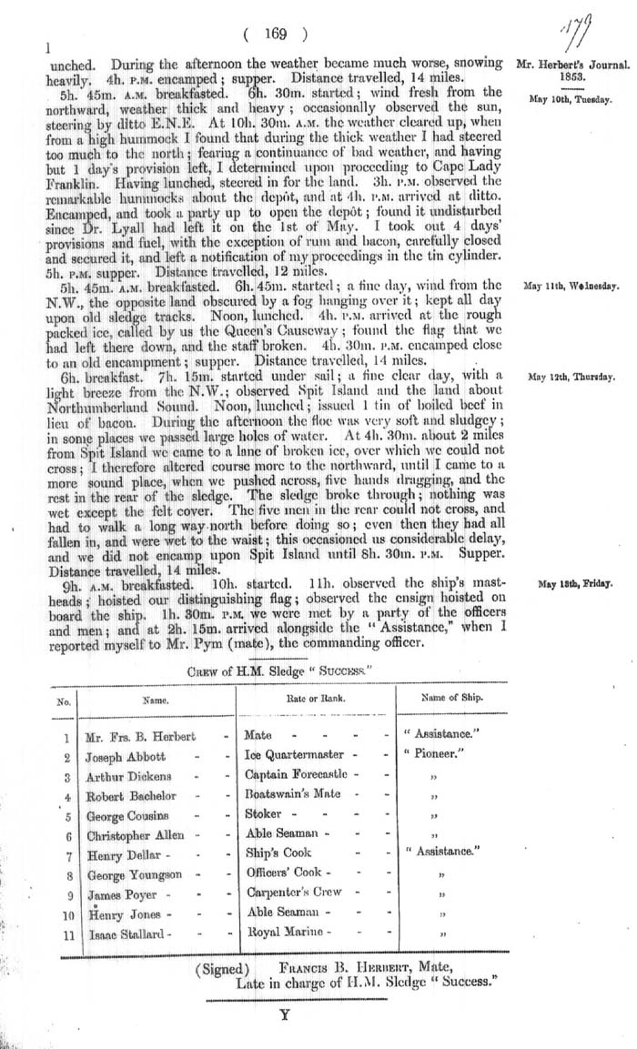 Arctic Blue Books: taylor 1855a, page 169