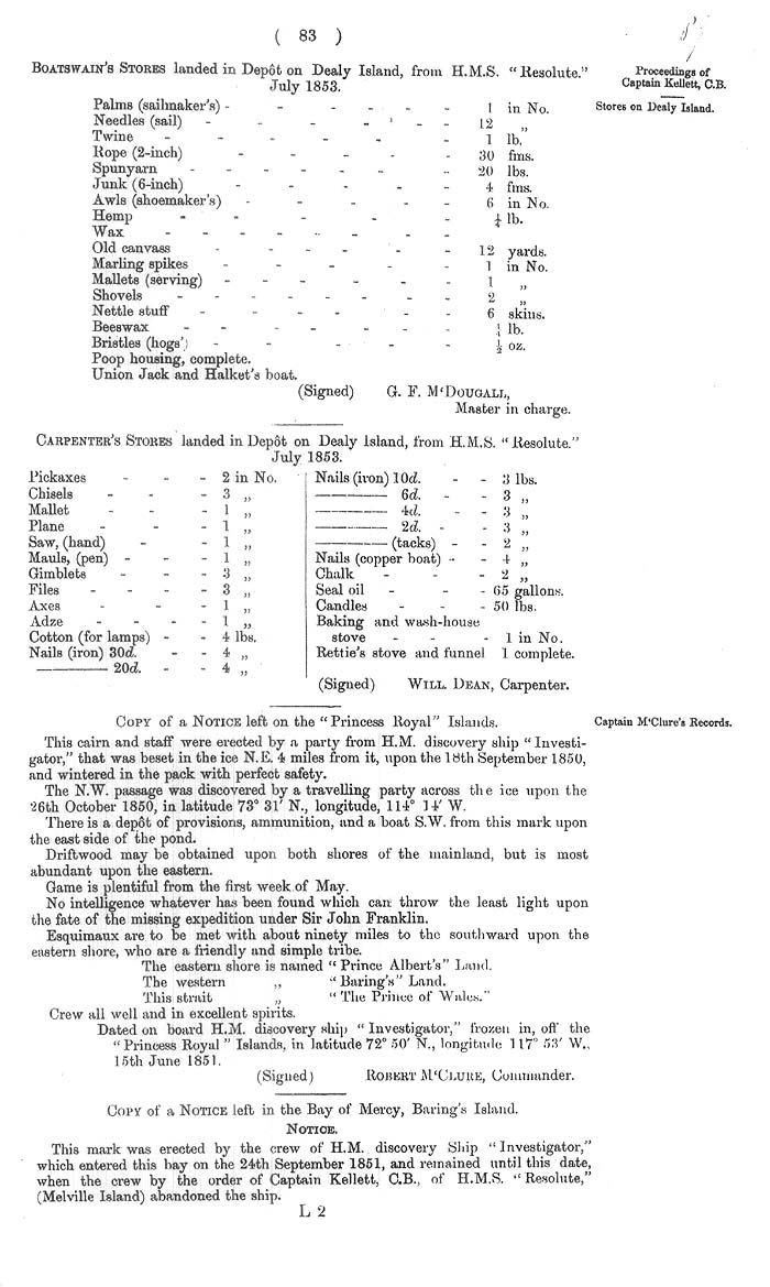 Arctic Blue Books: taylor 1855a, page 83