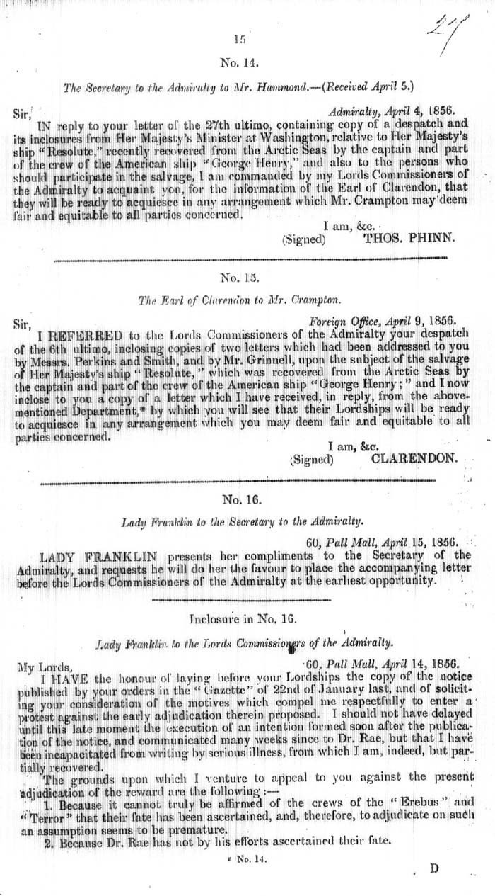 Arctic Blue Books: taylor 1858, page 15