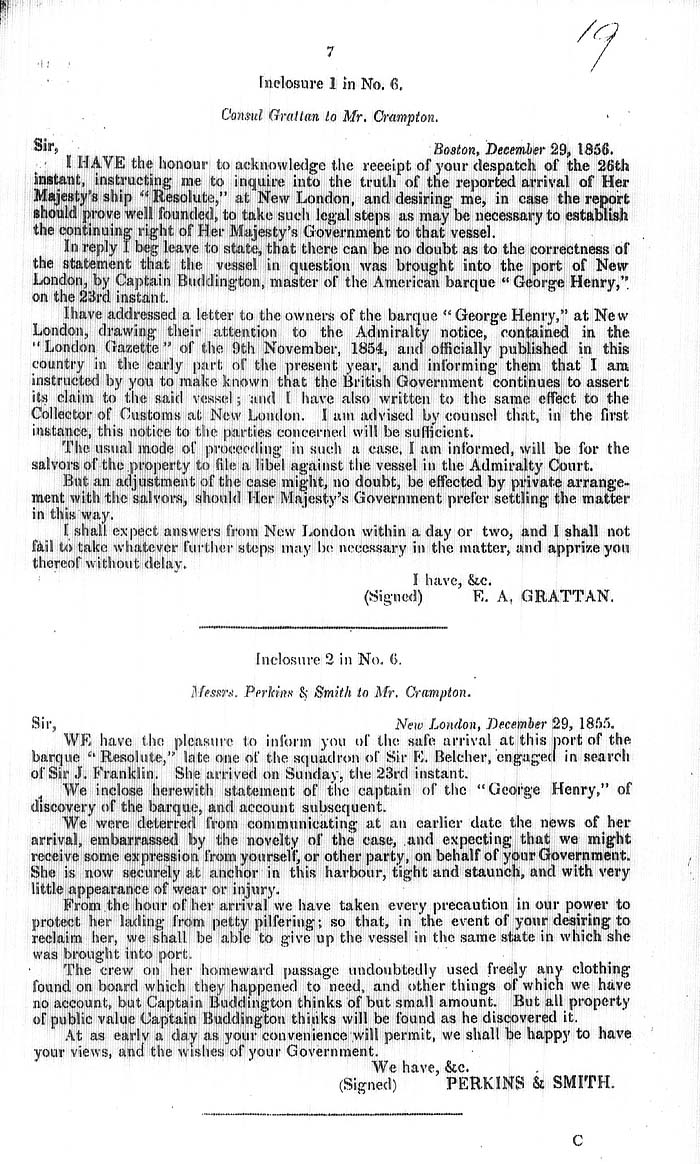 Arctic Blue Books: taylor 1858, page 7