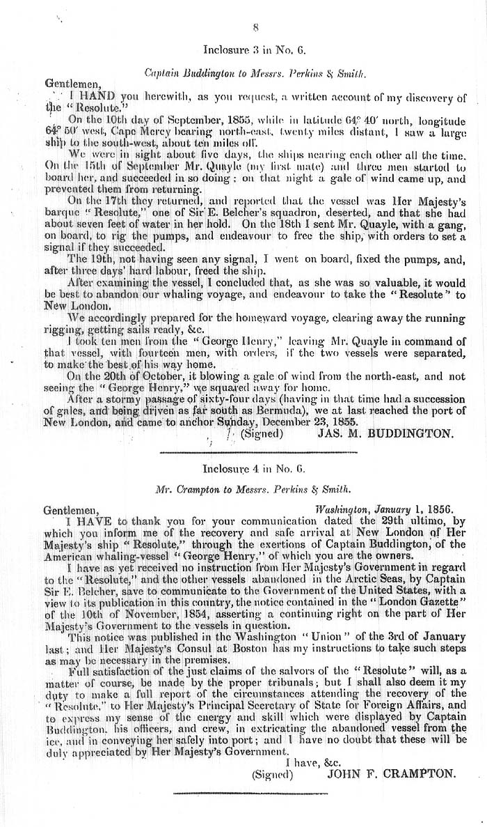 Arctic Blue Books: taylor 1858, page 8