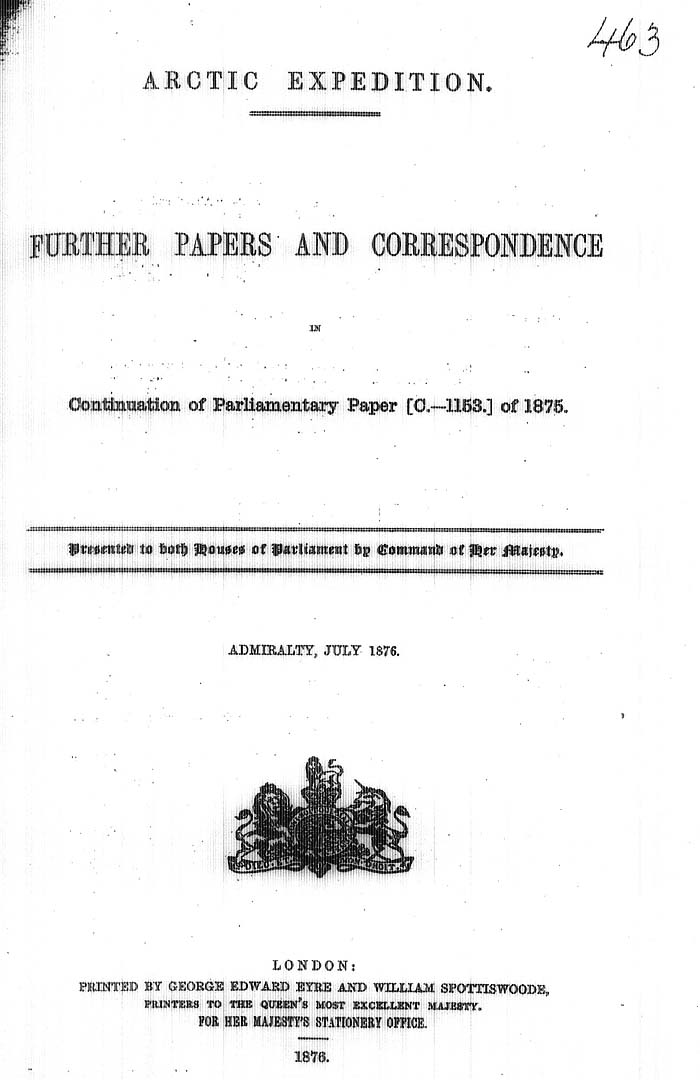 Arctic Blue Books: taylor 1876, page 1