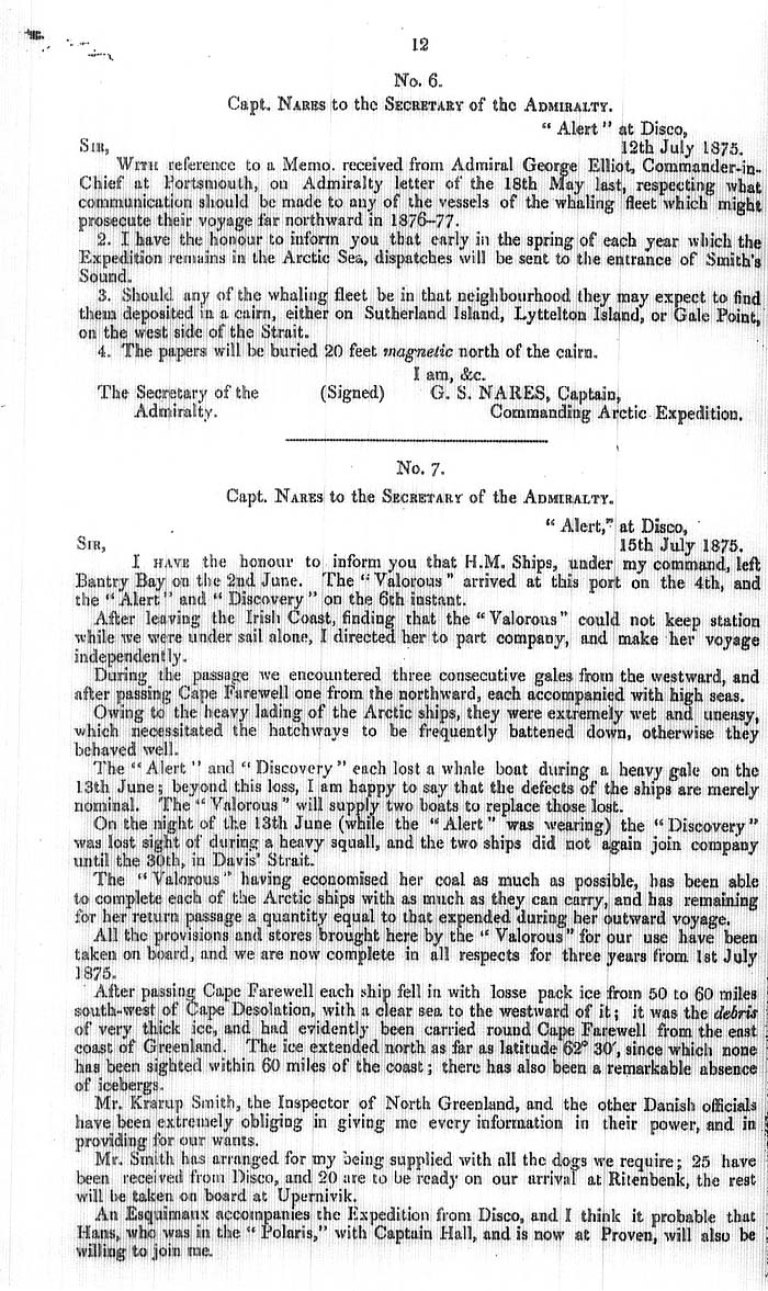 Arctic Blue Books: taylor 1876, page 12