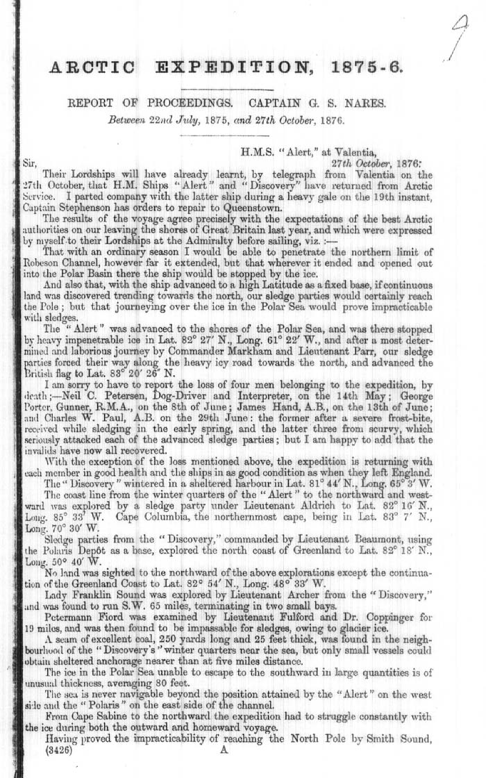 Arctic Blue Books: taylor 1877a, page 1
