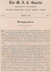 Front page of The M.A.C. Gazette, 1908