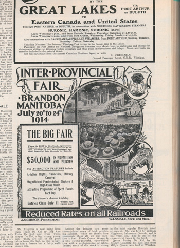 Advertisement of the “Inter-Provincial Fair” held in Brandon, Manitoba, July 20-24, 1914