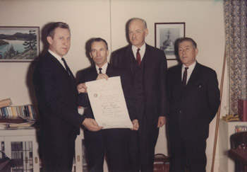 Triticale Test Presentation to Dr. Shebeski, member of the Agricultural Academy of Science – U.S.S.R., and President Saunderson 